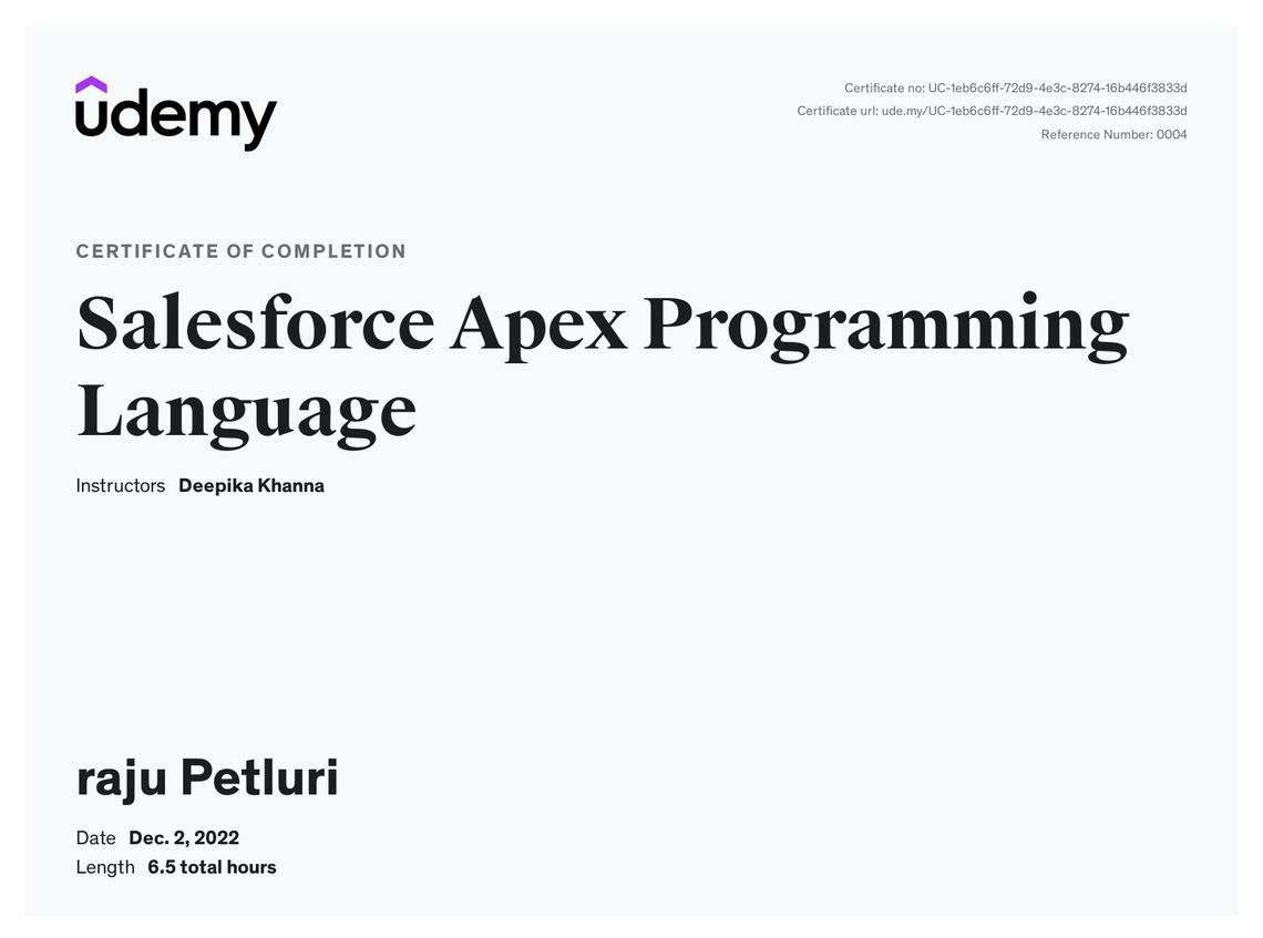 Apex Certificate